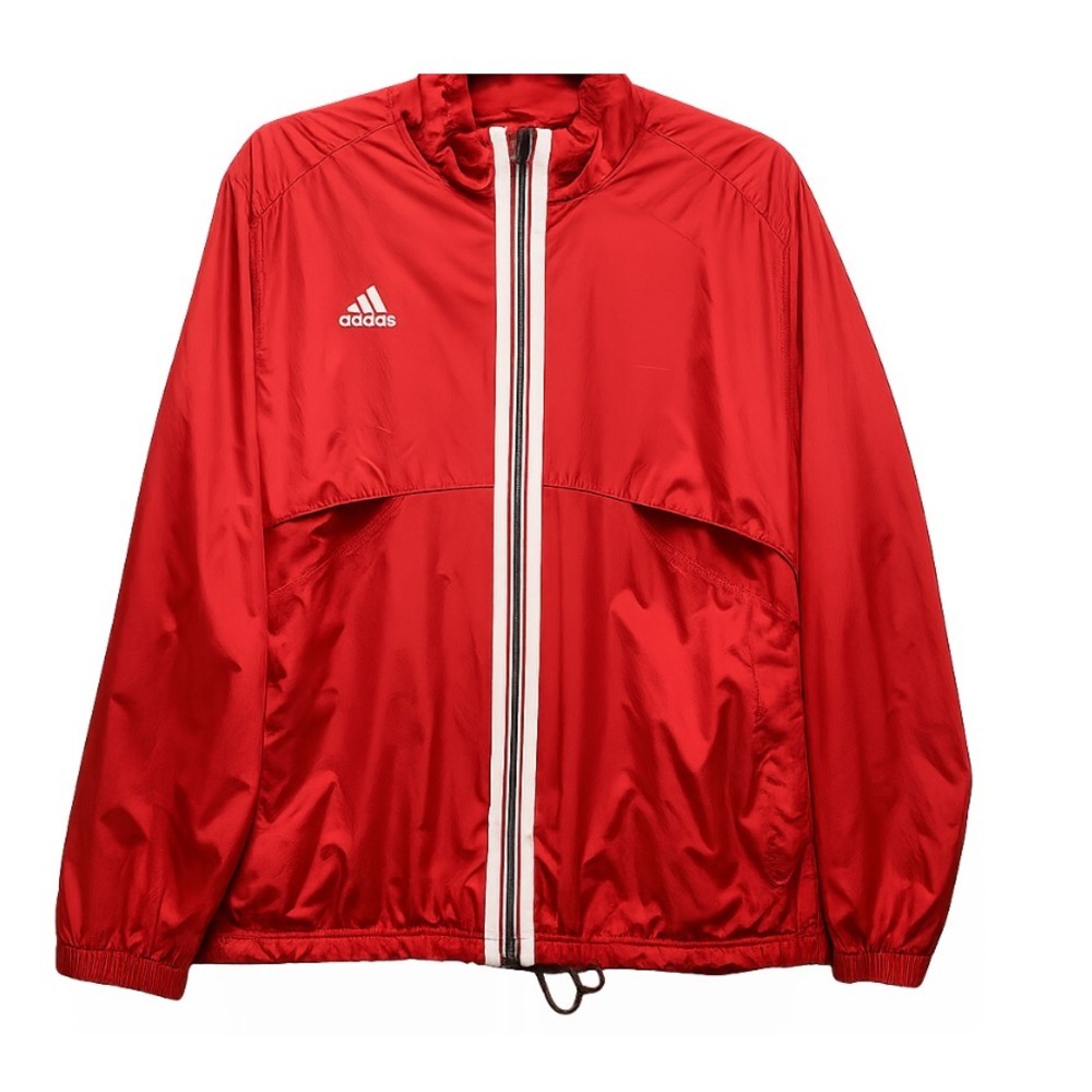 Adidas Climalite Red Windbreaker Jacket Men's L Lightweight Full Zip 3-Stripes‎